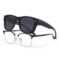 YAMEIZE Vintage Polarized Rectangle Wear Over -Sunglasses for Men Women Classic Anti Glare UV400 Protection Square Wear Over Eyewear Driving Outdoor