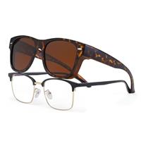 YAMEIZE Vintage Polarized Rectangle Wear Over -Sunglasses for Men Women Classic Anti Glare UV400 Protection Square Wear Over Eyewear Driving Outdoor