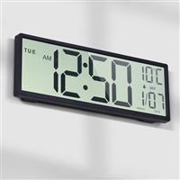 Mee 2ou Digital Wall Clock Battery Operated, 15" Digital Clock Large Display With Date And Day Of Week, Large Number Digital Clock With Temperature, Auto DST, Alarm, Snooze, 12/24-hour For Desk Office