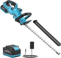Cordless Hedge Trimmer, LEEIKOO Electric Hedge Trimmer with 4000mAh Battery, 180 Adjustable Hedge Cutter, 51 cm Blade length, 16 mm Tooth Spacing, Blade Cover