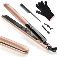 Hair Straightener Professional Ceramic Plates for Sleek, Smooth & Soft, Dual Voltage Digital Display 150C230C Flat Iron and Curler 2 in 1 for All Hair Types