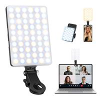 60 LED Portable Selfie Light Video with 3 Lighting Modes,2000mAh Rechargeable Phone Light with Front & Back Clip for Mobile Phones,iPhone,Camera Laptop Photo Make-up TikTok,Selfie,Vlog,Live Stream