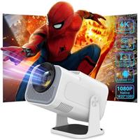 Mini Projector 4K with WiFi 6 and Bluetooth, 1080P Full HD Portable Mini Projector with Android 11.0 and 180 Rotatable, Auto Keystone Home Projector for Phone/TV Stick/Laptop