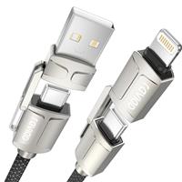 RAVIAD Multi Charger Cable, 4 in 1 3A USB Fast Charging Cord 60W PD Multi Charging Cable USB C/USB A to Lightning, USB C/USB A to USB C for iPhone, Android Samsung Galaxy, Oneplus, LG -1M