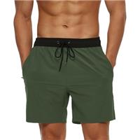 Aisprts Men's Swimming Shorts Swimming Trunks with Zipper Po