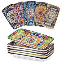 vancasso SIMI Serving Platter, 9.5 in Small Serving Dishes, Porcelain Rectangle Serving Plates Set of 6, Dishwasher and Microwave Safe, Sushi Platters for Party