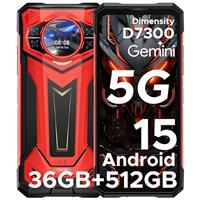DOOGEE S200 Plus Rugged Smartphone 5G, Dimensity 7300, (16GB+20GB)+512GB with 1.32" Dynamic Rear Screen Android 15 Rugged Phone, 10100mAh, 100MP+20MP Night Vision Camera, 6.72", 120Hz, NFC, Gemini AI