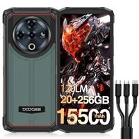 DOOGEE Fire 6 Power Rugged Smartphone, 120LM Dual Light Flashlight, 15500mAh/33W, Rugged Phone Android 14, 20GB+256GB/2TB, 50MP, 3 Cards Slots, 4G Unlocked Mobile Phones, Waterproof Phone, 18W OTG/NFC