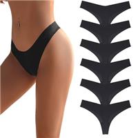 flintronic 6 Pack Seamless Women Thong Underwear, Sexy Ladies Underwear Panties, No Show Panties Multipack, Underwear Comfortable Quality