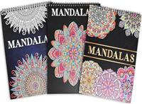 Zylota 3 Pack Mandalas Colouring Books for Adults,Unique Mandala Pattern for Relaxation, Adults Colouring Book Spiral Bound,Relaxing Colouring Books