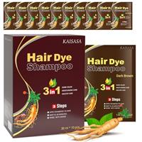 Black Hair Dye Shampoo, 10pcs hair dye shampoo 3 in 1, Natural Herbal Dye Shampoo for Grey Hair Coverage Hair Color Shampoo for Women and Men (1.05fl oz *10)