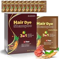 Black Hair Dye Shampoo, 10pcs hair dye shampoo 3 in 1, Natural Herbal Dye Shampoo for Grey Hair Coverage Hair Color Shampoo for Women and Men (1.05fl oz *10)