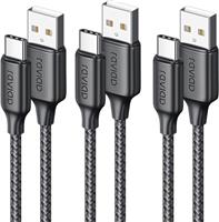 RAVIAD USB C Charger Cable 3Pack 2M Type C Cable Fast Charging 3A Braided USB A to USB-C Phone Charger Lead USBC for iPhone 16/15 ProMAX, iPad Pro, Galaxy S24 S23 Ultra, P50/P40, Pixel 9