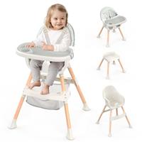 Highchairs Baby High Chair, Convertible 4-in-1 High Chair Portable High Chairs for Babies and Toddlers Baby Chair with Ajustable Height, Footrest, Removable Tray, from 6 Months to 3 Years