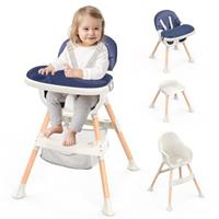 Highchairs Baby High Chair, Convertible 4-in-1 High Chair Portable High Chairs for Babies and Toddlers Baby Chair with Ajustable Height, Footrest, Removable Tray, from 6 Months to 3 Years