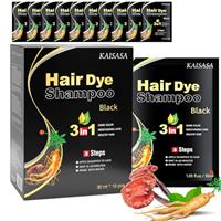 Black Hair Dye Shampoo, 10pcs hair dye shampoo 3 in 1, Natural Herbal Dye Shampoo for Grey Hair Coverage Hair Color Shampoo for Women and Men (1.05fl oz *10)