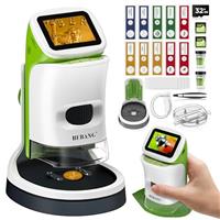 Kids Handheld Mini Microscope with Stand - 2.0" 4K Screen 1000X Digital Pocket Portable Miniscope Science Kit for Boy Girls 4-12 w/Slides Set EVA Case 32G Card