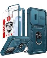 LeYi for Samsung Galaxy with Camera Cover Slider, 360 Full Body Armour Military Protective Shockproof Phone Cover | 2 Tempered Glass Screen Protector | Ring Stand Holder