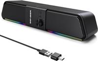 Senzer CS20 Pc Speaker, Usb Powered Desktop Speaker Computer Speakers with Flowing LED Bluetooth Gaming SoundBar Speaker for Laptop Desktop Monitor (Not 3.5 mm Jack)