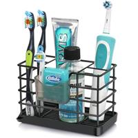 CHONLY Black Toothbrush Holder, Stainless Steel Electric Toothbrush Holder, Toothbrush Holders for Bathroom, Bathroom Organizers, Bathroom Counter Organizer
