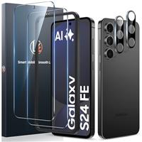 LK 2+2 Pack for Samsung Galaxy S24 FE Screen Protector, 2 Tempered Glass Film + 2 Camera Lens Protector for S24 FE, Support Fingerprint Unlock, Anti-Shatter, Anti-Scratch, Easy Installation