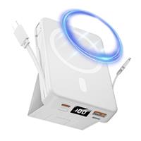 CROWATTS Mag-safe Power Bank, 10000mAh Wireless Power Bank, PD 22.5W Fast Charging Battery Pack with USB-C & Light-ing Cable, LED Display Magnetic Battery Pack with Stand for iPhone 16/15/14/13/12 Pro