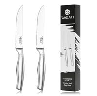 WAGATI Steak Knives Set Rust-Free Stainless-Steel Steak Knives with Sharp Serrated Edge Kitchen Steak Knife Set with Non-Slip Ergonomic Handle Stain & Scratch Resistant