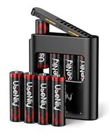 Rechargeable Lithium AA Batteries 8-Pack with Charger, 3600mWh High Capacity 1.5V AA Batteries, Li-ion AA with Charger, [2-1] Charing-Storage Box Integrated AA Charger