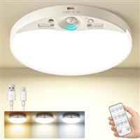 zemty Rechargeable Motion Sensor Ceiling Light with Remote, LED Ceiling Light with Motion Sensor, Dimmable LED Ceiling Light for Shed, Loft, Stairs, Hallway