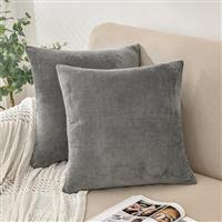 AMFUN Set of 2 Velvet Cushion Covers, 45 x 45 cm Luxury Velvet Square Throw Pillow Cases, Decorative Throw Pillowcases with Invisible Zipper, for Livingroom Sofa Bedroom