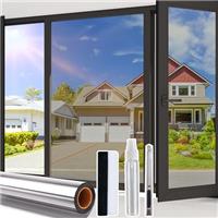 Beautysaid One Way Window Film Privacy Film for Glass Windows, Heat Reflective UV, Mirror Window Tint Film Home Sun Blocker for Office House Kitchen with Tools