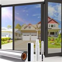 Beautysaid One Way Window Film Privacy Film for Glass Windows, Heat Reflective UV, Mirror Window Tint Film Home Sun Blocker for Office House Kitchen with Tools