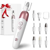 Vexloria Electric Nail File, Cordless Nail Drill, Pedicure Sets for Feet with 8 Drill Bits, 5 Modes Adjustable Nail Drill, Electric Nail File for Gel/Acrylic Nails and Hard Cuticles (Pink)