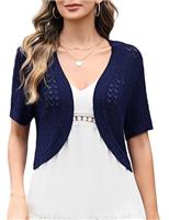 Totatuit Women Bolero Shrugs Summer Short Sleeve Crochet Knitted Cropped Cardigan Ladies Casual Cropped Shrug for Dresses Wedding Evening