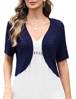 Totatuit Women Bolero Shrugs Summer Short Sleeve Crochet Knitted Cropped Cardigan Ladies Casual Cropped Shrug for Dresses Wedding Evening