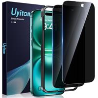 Uyiton Privacy Screen Protector for iPhone 16 pro 6.3-Inch, 30 Anti Spy Tempered Glass Film 9H Hardness HD Full Coverage Protection with Easy Installation Tool 2 pack