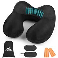 flintronic Inflatable Travel Pillow, Inflatable Travel Pillow for Airplane, Soft Velvet Neck Support, Lightweight Ergonomic Sleeping Neck Pillow for Airplane, Car, Train, Office, Camping