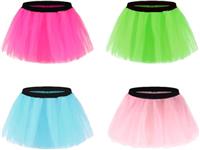 Erogeen 4 Pack Runner Tutu Skirts Women Tulle Skirt 3 Layered Elastic Puffy Tutus 80s Fancy Dress Costumes