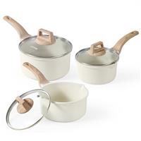 CAROTE Pots and Pans Sets Non Stick, White Granite Induction Hob Pan Set, Natural Non Toxic Cooking Cookware Set with Saucepan Set,Suitable for All Stoves