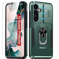 AMILIFECASES For Samsung Galaxy S25 Case, S25 Case with [9H Screen Protector] [Slide Camera Cover & Rotatable Kickstand] Military Grade Shockproof Anti-Scratch Cover for Galaxy S25 6.2"