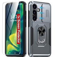AMILIFECASES For Samsung Galaxy S25 Case, S25 Case with [9H Screen Protector] [Slide Camera Cover & Rotatable Kickstand] Military Grade Shockproof Anti-Scratch Cover for Galaxy S25 6.2"