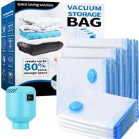 Vacuum Storage Bags 10 Pack with Electric Pump, 2XL+2L+2M+4S Reusable Vacuum Bags for Storage for Bedding Pillows, Moving and Travel