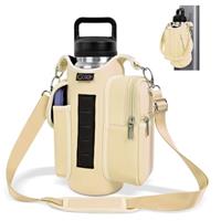 icolor Magnetic Gym Bag Water Bottle Carrier Holder with Strap & Phone Pockets, Diameter 3.9" Gym Magnetic Bag 5 Built-in Magnets Gym Accessories Organizer Bottle Pouch Sling Sleeve
