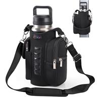 icolor Magnetic Gym Bag Water Bottle Carrier Holder with Strap & Phone Pockets, Diameter 3.9" Gym Magnetic Bag 5 Built-in Magnets Gym Accessories Organizer Bottle Pouch Sling Sleeve