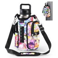 icolor Magnetic Gym Bag Water Bottle Carrier Holder with Strap & Phone Pockets, Diameter 3.9" Gym Magnetic Bag 5 Built-in Magnets Gym Accessories Organizer Bottle Pouch Sling Sleeve