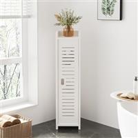 Dripex 4 Tier Bathroom Floor Cabinet, Slim White Storage Cabinet with Door, Narrow Free Standing Cupboards Adjustable Shelves for Bathroom, Bedroom or Balcony (Door Style 2)