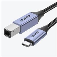 BENFEI USB B to USB C Printer Cable 2M, Nylon Braided, Premium Aluminium Alloy Case Compatible for MacBook Pro, HP, Epson, Canon, Brother, Lexmark, Xerox Printers and Scanner