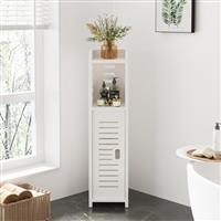 Dripex 4 Tier Bathroom Floor Cabinet, Slim White Storage Cabinet with Door, Narrow Free Standing Cupboards Adjustable Shelves for Bathroom, Bedroom or Balcony (Door Style 2)