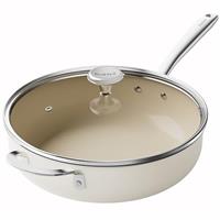 Redchef Ceramic Saute Pan with Lid, 28cm Nonstick Deep Frying Pan, 5QT Jumbo Cooker with Helper Handle & Lid, Non Toxic Ceramic Pan,Oven Safe, PFAS PFOA & PTFE Free