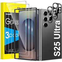 SPARIN Screen Protector for Samsung Galaxy S25, 3 Tempered Glass Screen Protector with 2 Camera Lens Protector, Fingerprint ID Compatible, Installation Alignment Frame Included